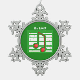 Weihnachts-Musiklehrer, Hinweise zu Grün Schneeflocken Zinn-Ornament