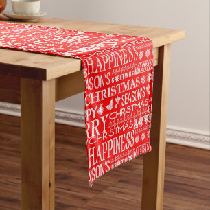 Weihnachts-Muster in Rot und Weiß Mittelgroßer Tischläufer