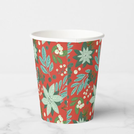 Weihnachts-Muster in Rotem Flön Pappbecher (Rechts)