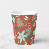 Weihnachts-Muster in Rotem Flön Pappbecher (Vorderseite)