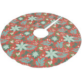 Weihnachts-Muster in Rotem Flön Polyester Weihnachtsbaumdecke (Schrägansicht)