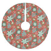 Weihnachts-Muster in Rotem Flön Polyester Weihnachtsbaumdecke (Vorderseite)