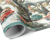 Weihnachts-Nachbarschaftswagen Zuhause MCM Geschenkpapier (Rolleneckpunkt)