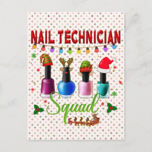 Weihnachts-Nageltechniker Xmas Salon Eigentümer Postkarte (Vorderseite)