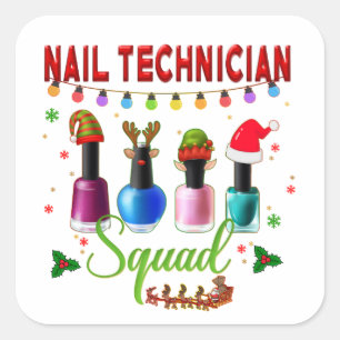 Weihnachts-Nageltechniker Xmas Salon Eigentümer Quadratischer Aufkleber