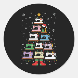 Weihnachts-Nähmaschine Baumlichter Strümpfe Runder Aufkleber