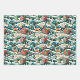 Weihnachts Nahtlose Wrapping Paper Rentiers 300dpi Geschenkpapier Set