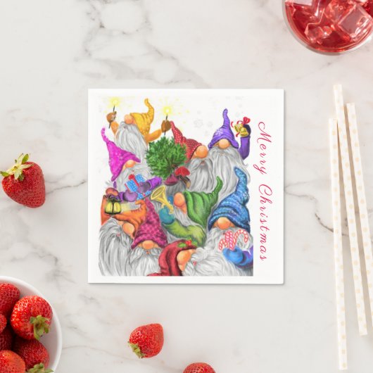 Weihnachts-Napkins mit Gnome-Party Serviette (Beispiel)