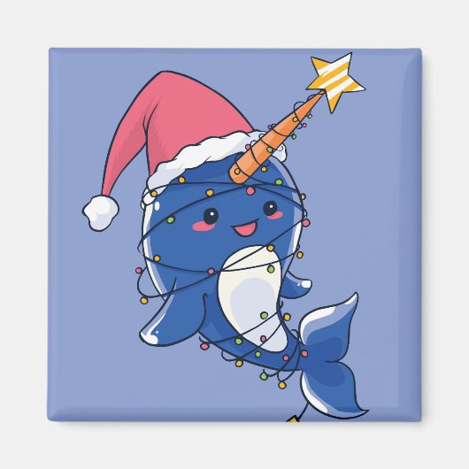 Weihnachts-Narwal Magnet (Vorne)