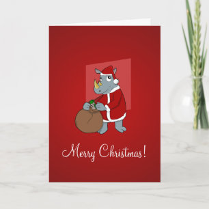 Weihnachts-Nashorn-Cartoon Feiertagskarte