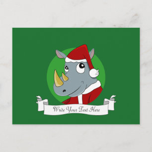Weihnachts-Nashorn-Cartoon Feiertagspostkarte