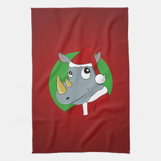 Weihnachts-Nashorn-Cartoon Geschirrtuch (Vertikal)