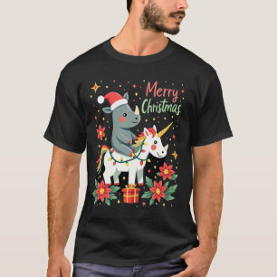 Weihnachts-Nashorn Frohe Weihnachten Einhorn-Nasho T-Shirt