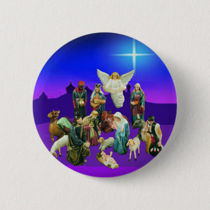 Weihnachts-Nativaty-Szene-Button Button