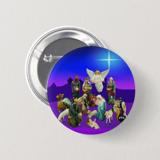 Weihnachts-Nativaty-Szene-Button Button (Vorne & Hinten)