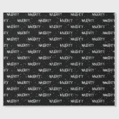 Weihnachts-NAUGHTER Text mit Schneeflocken Geschenkpapier (Flach)