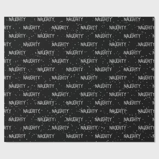 Weihnachts-NAUGHTER Text mit Schneeflocken Geschenkpapier (Flach)