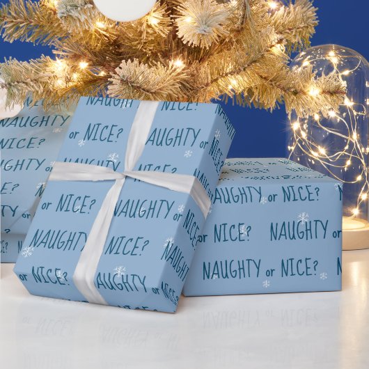 Weihnachts-NAUGHTY oder ICE-Text auf Schneeflocken Geschenkpapier (Feiertage)