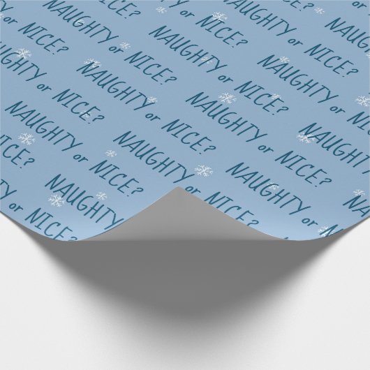 Weihnachts-NAUGHTY oder ICE-Text auf Schneeflocken Geschenkpapier (Ecke)