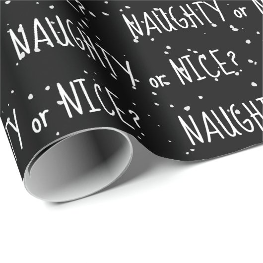 Weihnachts-NAUGHTY oder ICE-Text auf Schneeflocken Geschenkpapier (Rolleneckpunkt)