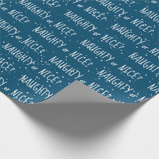 Weihnachts-NAUGHTY oder ICE-Text in Schneeflocken Geschenkpapier (Ecke)