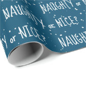 Weihnachts-NAUGHTY oder ICE-Text in Schneeflocken Geschenkpapier (Rolleneckpunkt)