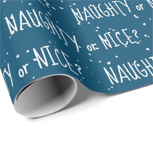 Weihnachts-NAUGHTY oder ICE-Text in Schneeflocken Geschenkpapier (Rolleneckpunkt)
