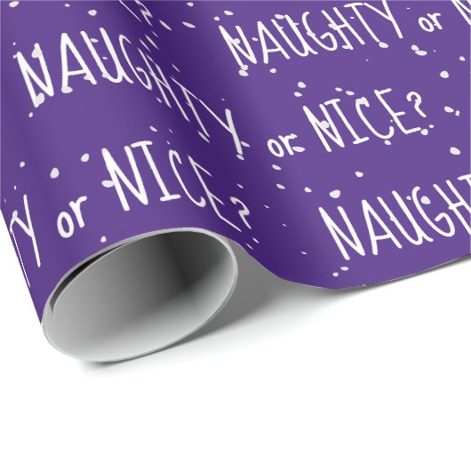 Weihnachts-NAUGHTY oder ICE-Text in Schneeflocken Geschenkpapier (Rolleneckpunkt)