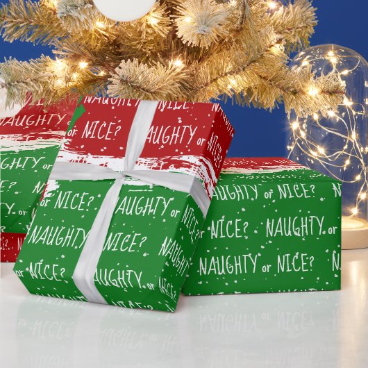 Weihnachts-NAUGHTY oder ICE-Text mit Schneeflocken Geschenkpapier (Feiertage)