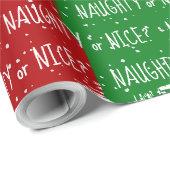 Weihnachts-NAUGHTY oder ICE-Text mit Schneeflocken Geschenkpapier (Rolleneckpunkt)