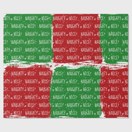 Weihnachts-NAUGHTY oder ICE-Text mit Schneeflocken Geschenkpapier (Flach)