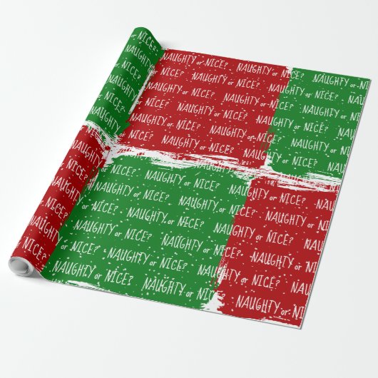 Weihnachts-NAUGHTY oder ICE-Text mit Schneeflocken Geschenkpapier (Ungerollt)