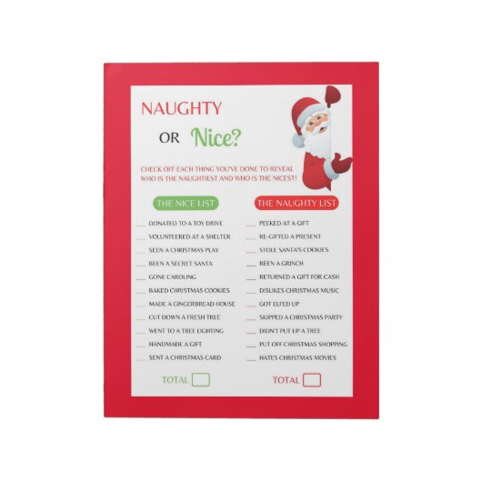 Weihnachts-Naughty oder Nice Game Notizblock (Rotiert)