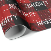 Weihnachts-NAUGHTY-Text auf Buffalo Kariert Geschenkpapier (Rolleneckpunkt)