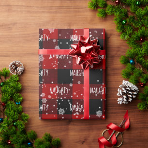Weihnachts-NAUGHTY-Text in Schneeflocken Geschenkpapier
