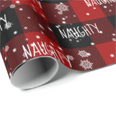 Weihnachts-NAUGHTY-Text in Schneeflocken Geschenkpapier (Rolleneckpunkt)