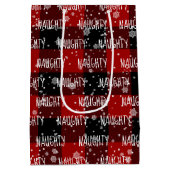 Weihnachts-NAUGHTY-Text in Schneeflocken Mittlere Geschenktüte (Rückseite)