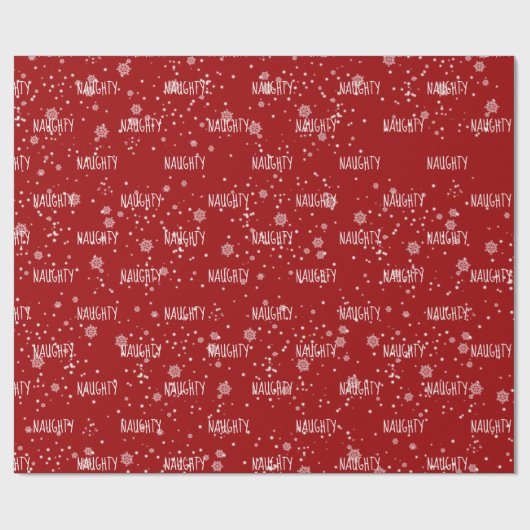 Weihnachts-NAUGHTY Text in Schneeflocken Wrapping  Geschenkpapier (Flach)