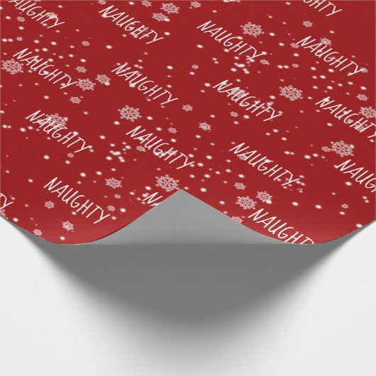 Weihnachts-NAUGHTY Text in Schneeflocken Wrapping  Geschenkpapier (Ecke)