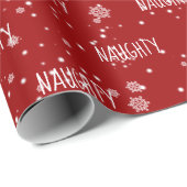 Weihnachts-NAUGHTY Text in Schneeflocken Wrapping Geschenkpapier (Rolleneckpunkt)