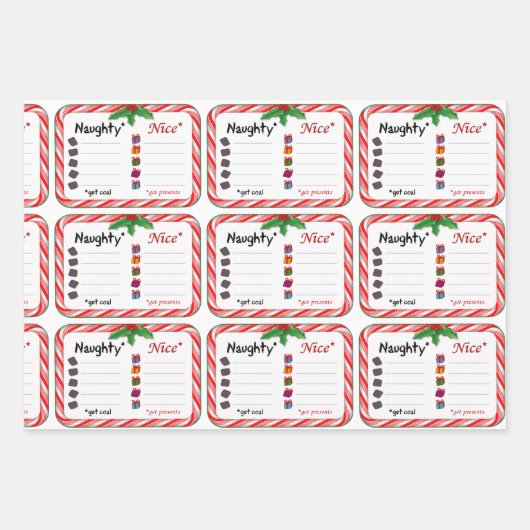Weihnachts-Naughty und Nice Wrapping Paper Geschenkpapier Set (Vorderseite)