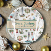 Weihnachts-Nautische Meeres-Grüße Personalisiert Pappteller