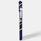 Weihnachts Navy Blue Gold Mit Monogramm Schneefloc Case-Mate iPhone Hülle (Rückseite / Links)