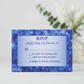 Weihnachts Navy Blue Sparkone Holidays RSVP Karte (Stehend Vorderseite)