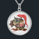 Weihnachts-Necklace-Geschenk Kinderschale mit Gesc Sterling Silberkette<br><div class="desc">Niedliches Baby Owl - Cartoon Bird Painting Funny Collection - Wählen / Fügen Sie Ihren einzigartigen Text / Name / Farbe - Make Your Special Gift - Neu formatieren und verschieben / entfernen / Elemente hinzufügen - Bild / Text mit Anpassungstool. Malerei und Design von MIGNED. Bitte schauen Sie sich...</div>