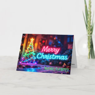Weihnachts-Neon-Baum-Leuchten Feiertagskarte