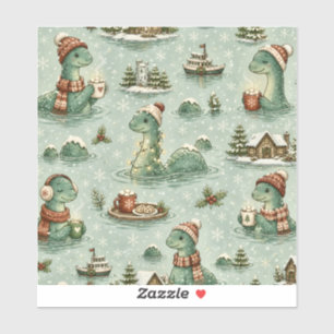 Weihnachts-Nessie Loch Ness Monster Cozy Kryptiden Aufkleber