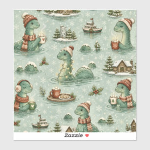 Weihnachts-Nessie Loch Ness Monster Cozy Kryptiden Aufkleber
