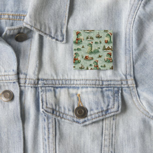 Weihnachts-Nessie Loch Ness Monster Cozy Kryptiden Button
