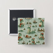 Weihnachts-Nessie Loch Ness Monster Cozy Kryptiden Button (Vorne & Hinten)